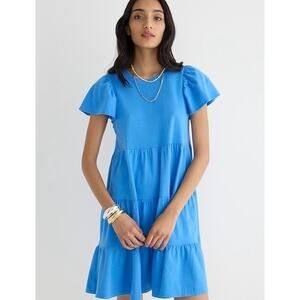 J. Crew Knit Broken-in Jersey Tiered Mini Dress Sailor Blue XXL Casual Summer
